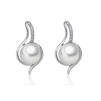Sinya užrakto sterlingas sidabro Auskarai 9MM-9,5 MM AAA klasės gėlavandenių perlų vintage papuošalai hoopas auskarai moterims
