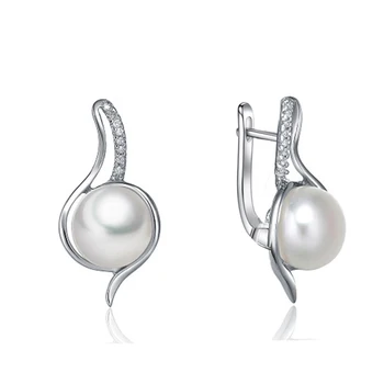 Sinya užrakto sterlingas sidabro Auskarai 9MM-9,5 MM AAA klasės gėlavandenių perlų vintage papuošalai hoopas auskarai moterims