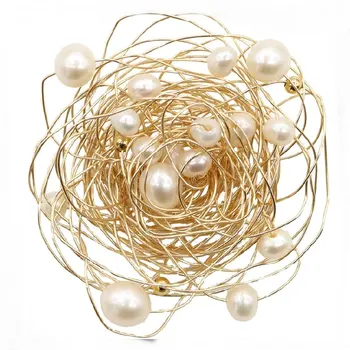 SINZRY elegantiškas Natūralių gėlavandenių Perlų coiling Rankų darbo lizdą Sagė Moterų kostiumas Gražios Sagės