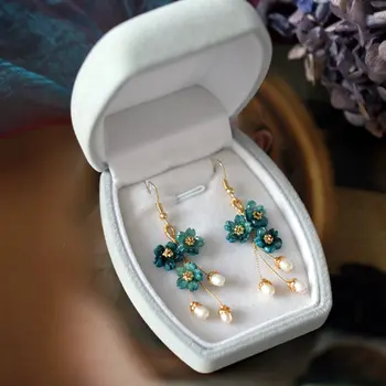 SINZRY kūrybos originalus rankų darbo gėlių derliaus lady natūralių gėlavandenių perlų tabaluoti auskarai bižuterijos priedų