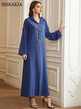 Siskakia Gobtuvu Kaftan Suknelė Moterims Luruxy Rankomis Siuvami Diamond Abaja Maroko Dubajus Turkija, arabų Musulmonų Drabužiai Mėlyna Pilka 2020 m.