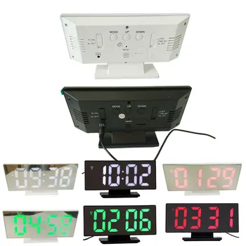 Skaitmeninis Laikrodis LED Veidrodis Elektroniniai Laikrodžiai Daugiafunkciniai Didelis LCD Ekranas Skaitmeninis Stalo Laikrodis su Kalendoriumi Temperatūra