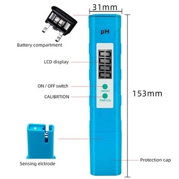 Skaitmeninis PH-Metras LCD Pocket Pen PH elektrodas Didelis Tikslumas 0.01 už Akvariumo Vandens Baseinas Stebėti PH Testeris 40% nuolaida