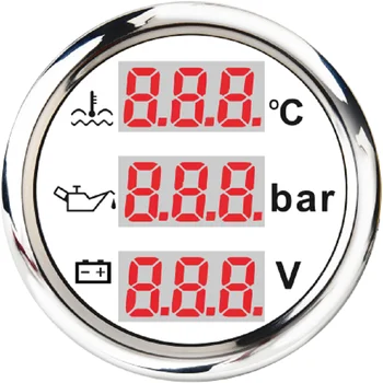 Skaitmeninis Temperatūros Daviklis Alyvos Slėgio Voltmeter Auto 3 in 1 Multi-Funkcija Daviklis Signalizacijos, Automobilių Prekės, 52MM