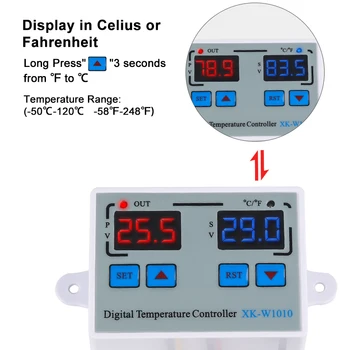 Skaitmeninis Termostatas, Celsijaus, Farenheito Jungiklis, Temperatūros Reguliatorius, skirtas inkubatorius Relay LED 10A Šildytuvas, Aušintuvas Tiesioginio Išėjimo