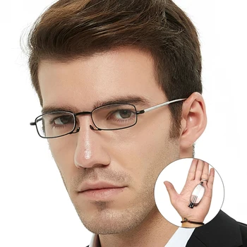 Skaitymo akiniai lankstymo vyrų nerūdijančio plieno magnetinis langelis Presbyopic Akinius 1.00 1.50 2.00 2.50 3.00 3.50
