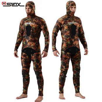 Slinx povandeninės medžioklės 5mm hidrokostiumą, Camo scuba wetsuits povandeninės medžioklės ir medžioklės kostiumas padalinta 2 gabalas kamufliažas šlapias kostiumas 3xl