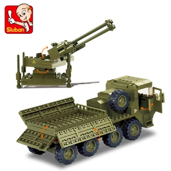 SLUBAN 306pcs Blokai sunkiojo transporto sunkvežimių armijos antiaircraft artilerijos Surinkti playmobil žaislai Kalėdų Dovana