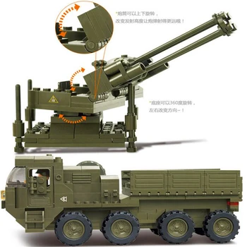 SLUBAN 306pcs Blokai sunkiojo transporto sunkvežimių armijos antiaircraft artilerijos Surinkti playmobil žaislai Kalėdų Dovana