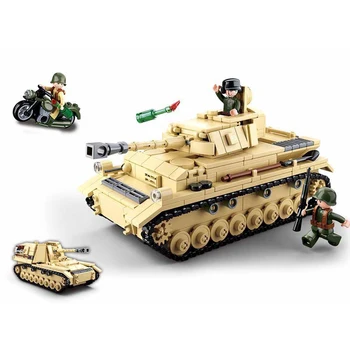 SLUBAN II Pasaulinio Karo vokiečių karių Armijos Tankas Panzer IV Modelis Blokai antrojo pasaulinio KARO Armijos Kareivis Plytų Klasikinis Vaikams Žaislai Berniukams
