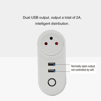 Smart Gyvenimo Tuya 16A Izraelis IL WIFI Kištukas Su Dual USB Lizdas, Balso Kontrolės Laikmatis Veikia Alexa 