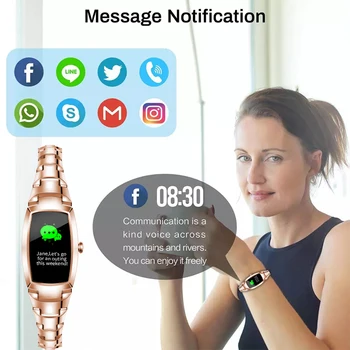 Smart Watch Moterų Aukso Fitneso Apyrankę Smartwatch Moterų 2021 IP67 atsparus Vandeniui Širdies ritmo Monitoringo 