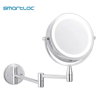 Smartloc 5x Didinamąjį LED Žibintai Skutimosi Sienos Montuojamas Vonios Veidrodis Makiažas Vonia Skutimosi Kosmetikos Make up Makiažo Veidrodėliai Smart