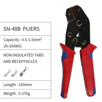 SN-48B vielos crimper Rankinių įrankių Terminalų Užspaudimo Multi MINI EUROP STILIAUS 2.8 4.8 6.3 AWG26-16 0.5-1.5mm2 Izoliuoti Fiksavimo Žnyples