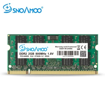 SNOAMOO Laptopo Ram DDR2 2GB 800MHz PC2-5300S 667MHz PC2-6400S 200Pin CL5 CL6 1.8 V 2Rx8 SO-DIMM Kompiuterio Atmintyje Garantija