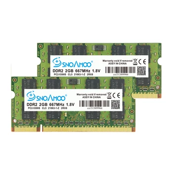 SNOAMOO Laptopo Ram DDR2 2GB 800MHz PC2-5300S 667MHz PC2-6400S 200Pin CL5 CL6 1.8 V 2Rx8 SO-DIMM Kompiuterio Atmintyje Garantija