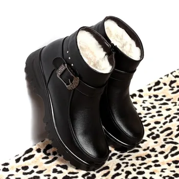 SNURULAN žieminiai moteriški batai, pagaminti iš natūralios odos, Patogūs aksomo batai motinoms; dideli dydžiai;batai su neslidžiais padais