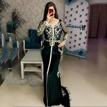 SoDigne Maroko Caftan oficialią Vakaro Suknelės 2020 Karoliukai Nėrinių Appliques Rankų Darbo Musulmonų Vakare Gown arabų Abaja Prom Dress