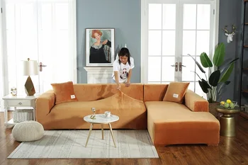 Sofa cover Aksomo, Universalus Kampo Sofos Padengti Sofos Užvalkalai, L formos, sofos apima kambarį Augintiniai Vaikų namuose