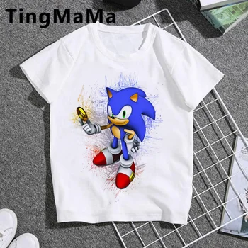 Sonic The Hedgehog Marškinėliai Vaikams Kawaii Vasaros Top Animacinių Filmų Marškinėlius Juokingas Anime Sonic Grafinis Berniukai Viršūnes Mados Drabužiai Vaikams