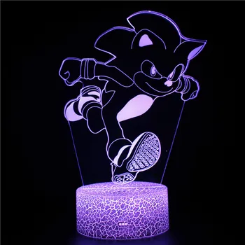 Sonic The Hedgehog Pav Sonic 3D LED Nakties Šviesos Vaikai 3d Vaizdo Iliuzija Stalo Lempa Dekoratyvinis Naktį Lempos Žaislai Vaikas