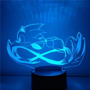 Sonic The Hedgehog Pav Sonic 3D LED Nakties Šviesos Vaikai 3d Vaizdo Iliuzija Stalo Lempa Dekoratyvinis Naktį Lempos Žaislai Vaikas