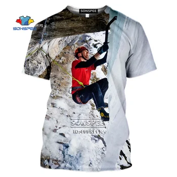 SONSPEE Alpinizmas Alpinistas 3D Spausdinimo vyriški T-Shirt Moterims marškinėliai Vyrams Vasaros Marškinėlius Harajuku Atsitiktinis Hip-Hop Negabaritinių Marškinėliai