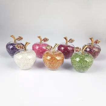 Spalvinga Kristalų Amatų Stiklo Apple Prespapjė Su Deimantu, Natūralus Akmuo Namų Dekoro Ornamentą Vaisių Figūrėlės Dovana Suvenyras