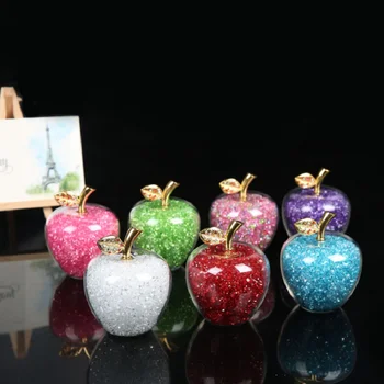 Spalvinga Kristalų Amatų Stiklo Apple Prespapjė Su Deimantu, Natūralus Akmuo Namų Dekoro Ornamentą Vaisių Figūrėlės Dovana Suvenyras