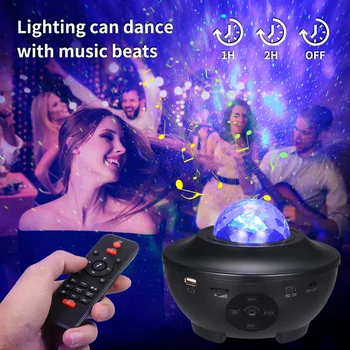 Spalvinga Žvaigždėtas Dangus Galaxy Projektorius Blueteeth USB Balso Valdyti Muzikos Grotuvą Naktį LED Lemputė USB Įkrovimo Projekcija Lemputė Dovanų