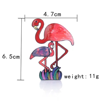Spalvos Flamingo Sagė Emalio Mados Apykaklės, Papuošalai, Aksesuarai, Animacinių Filmų Gyvūnų Sagės Pin Moterų Mielas Smeigtukai Dovanos 2019 Naujas