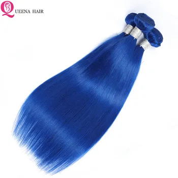 Spalvos Susiejamos Su Uždarymo Mėlyna Malaizijos Plaukų Ryšulius Su Uždarymo Tiesiai 3 Ryšulius Su Uždarymo Remy Human Hair Extension