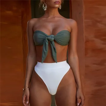SP&CITY Aukštos Juosmens Stebėjimo Bikini Komplektas Moteris Seksuali Pagrindinio visą Krūtinės Kaklaraištis Push Up maudymosi kostiumėlį Stora G String Paplūdimys, Mermaid maudymosi kostiumėlį