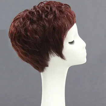 Spiralės Curl Trumpas Mašina, Žmogaus Plaukų Perukai Su Kirpčiukais Remy Hair Extension Afro Žmogaus Plaukų Perukas Juoda/Balta Moteris