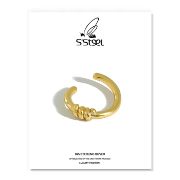 S'STEEL korėjos Žiedai Moterims 925 Sterlingas Sidabro Minimalistinio Aukso Asmeninį Rankų darbo Anga Žiedas Anillos De Mujer Juvelyriniai dirbiniai