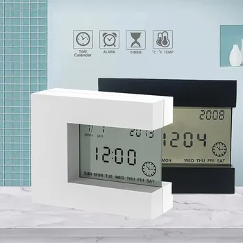 Stalas&Lentelė LCD Laikrodžius ir Kalendorius Laikrodis Skaitmeninis Žiūrėti Balta su Namų Termometras & Count Žemyn Laikmatis su baterijomis
