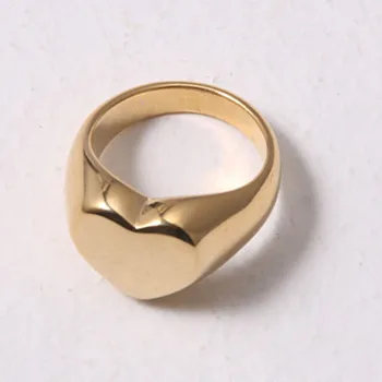 Stambusis Širdies signet žiedas moterims, nerūdijančio plieno, aukso spalvos minimalistinė prabanga žiedas rudenį, žiemos mados