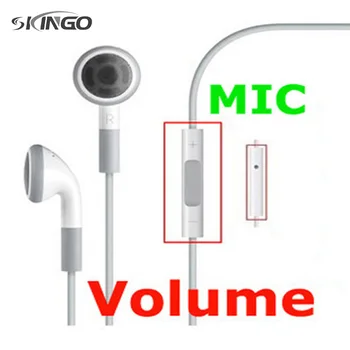 Stereo Ausines su Mic Volume Control for IPhone 4 4S 5S 6 Rankų įrangos Ausinių 500PCS/daug