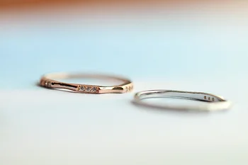 Sterlingas sidabro 925 žiedo korėjos vienoje eilėje modeliavimas deimanto žiedas žiedo uodega žiedas moterų pinky rožinė aukso, sidabro bendras žiedas