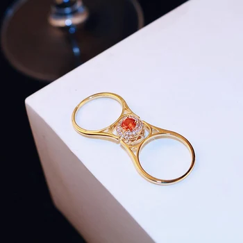 Stilingas Rose Gold Galima Pasukti Žiedas Su Lankstus, Sukasi Dvipusis Micro-nustatyti, Cirkonis Žiedas Moterims Karalienės Dvipusis Žiedas