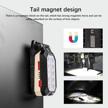 Stiprus Šviesos COB Darbą Šviesos LED Žibintuvėlis su Magnetu Kelių Apšvietimo Režimai įmontuota Įkraunama Ličio Baterija