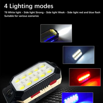 Stiprus Šviesos COB Darbą Šviesos LED Žibintuvėlis su Magnetu Kelių Apšvietimo Režimai įmontuota Įkraunama Ličio Baterija