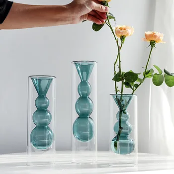 Strongwell INS Šiaurės Dvigubo Sluoksnio Stiklo Vaza Mėgintuvėlį Gėlių Vaza Augalų Savininko Amatų Namų Biuro Vestuvių Dekoravimo, Dovanų