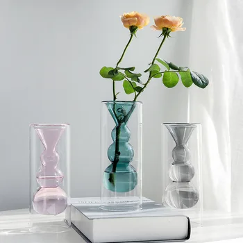 Strongwell INS Šiaurės Dvigubo Sluoksnio Stiklo Vaza Mėgintuvėlį Gėlių Vaza Augalų Savininko Amatų Namų Biuro Vestuvių Dekoravimo, Dovanų