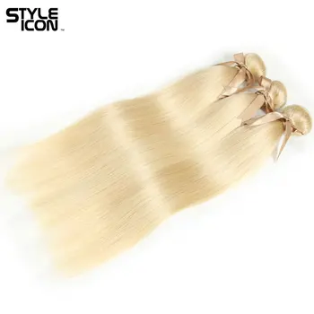Styleicon 613 Blond Ryšulius su Priekinės Brazilijos Tiesūs Plaukai Ryšulius su Priekinės Uždarymo Remy Plaukų Audžia Uždaryti