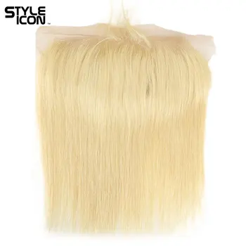 Styleicon 613 Blond Ryšulius su Priekinės Brazilijos Tiesūs Plaukai Ryšulius su Priekinės Uždarymo Remy Plaukų Audžia Uždaryti