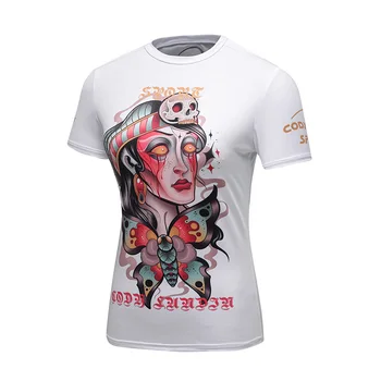 Sublimacijos MMA Custom Print Kvėpuojantis T-shirt Moterims, sporto Salė Rashguard