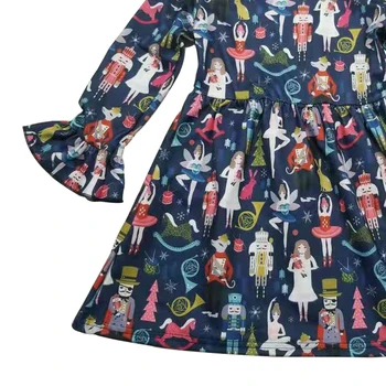 Suknelė mergina žiemą animacinių filmų spausdinti sijonai ilgomis rankovėmis vaikų milksilk frock dizaino boutique drabužių vaikams, madingi
