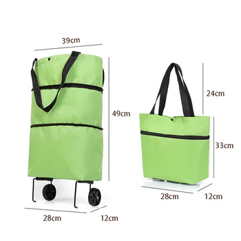 Sulankstomas pirkinių vežimėlio krepšys su ratukais, Sulankstomas pirkinių krepšys Daugkartinio naudojimo bakalėja maišą Maisto daržovių laikymo maišelis