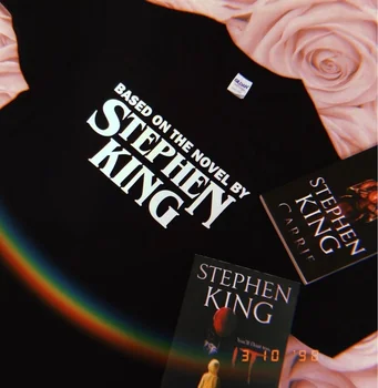 Sunfiz HJN Romaną Stephen King Marškinėliai Siaubo Marškinėliai Siaubo Ventiliatorius Dovana Mados T Shirts 90s Estetikos Viršūnių Tees